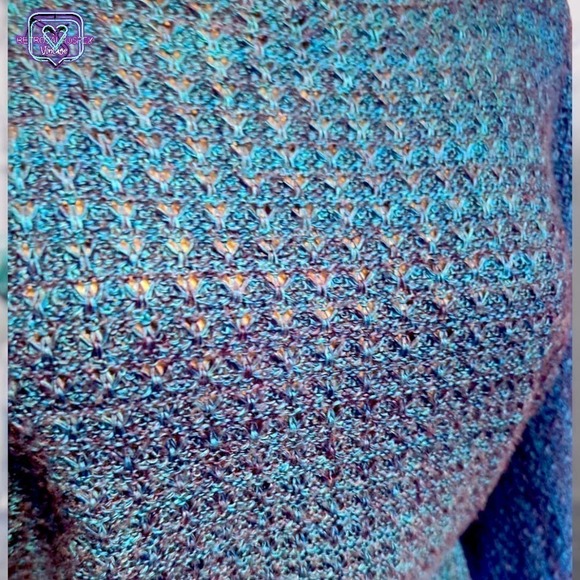 TWO One Two New York Blue Knit Dolman Sleeve Oversized Sweater Medium - Picture 2 of 8